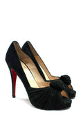 Louboutin Black Suede Peep Toe Pump Heels