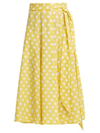 Lisa Marie Fernandez Yellow Linen A-Line Midi Skirt