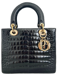 Dior Medium Lady Dior Black Alligator Bag