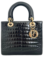 Dior Medium Lady Dior Black Alligator Bag