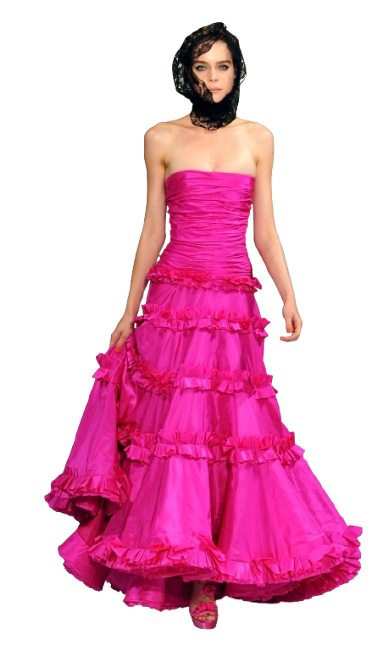 Runway Fuschia Pink Taffeta Gown