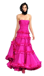 Runway Fuschia Pink Taffeta Gown