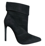 Saint Laurent Black Suede Fold Over Ankle Boots