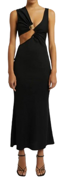 Christopher Esber Black Serpentine Embellished Midi Dress