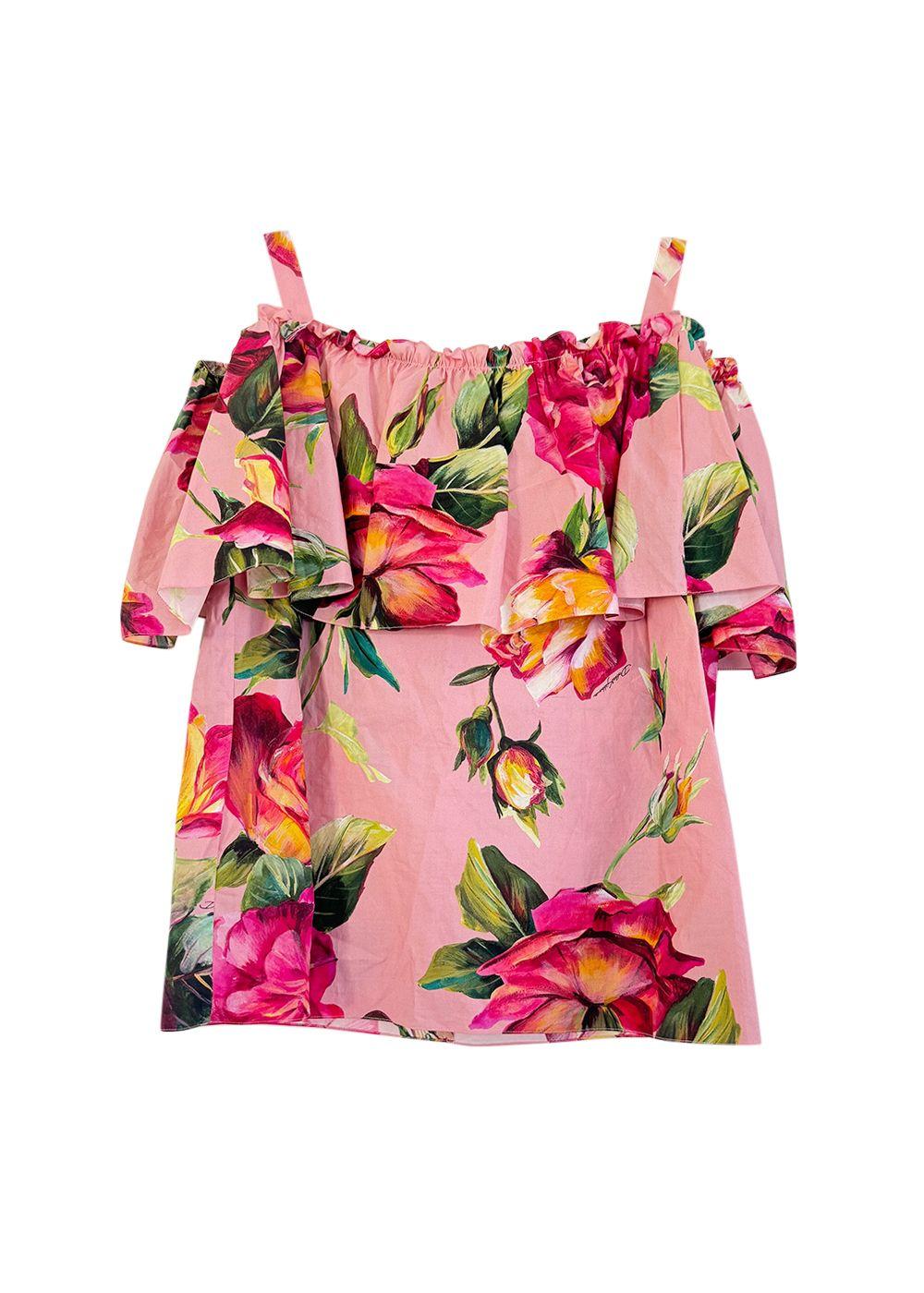 Dolce & Gabbana Pink Floral Bardot Blouse