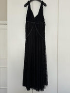 Black Sheer Lace Plunge Gown