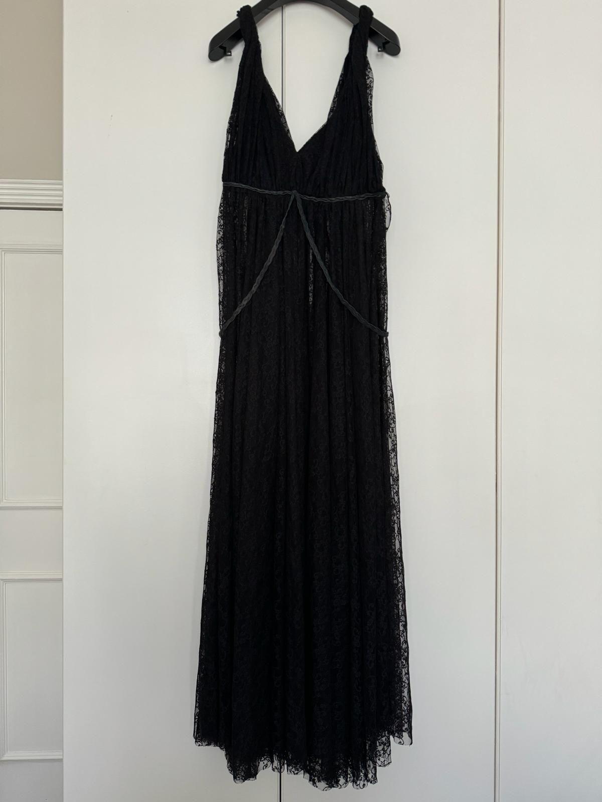Black Sheer Lace Plunge Gown