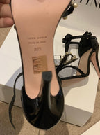 Red Valentino faux pearl embellished black sandals