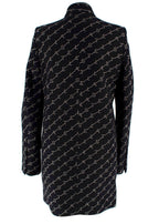 Stella McCartney Black Logo Print Wool Blend Coat