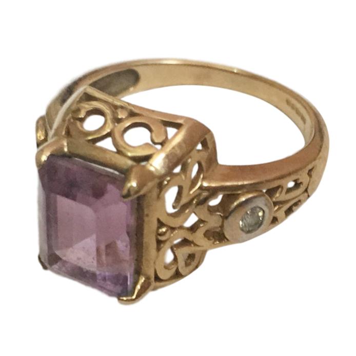 vintage amethyst and white diamond ring
