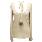 Schumacher beige top with fox fur