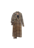 Check Wool Scarf Coat