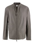 Armani Collezioni Grey Pleated Leather Jacket