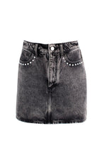 Alessandra Rich Washed Black Denim Mini Skirt