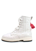 Fendi White Nappa FF Embossed Biker Boots