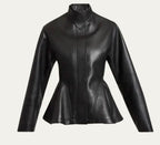 Alaia Black Leather Peplum Jacket