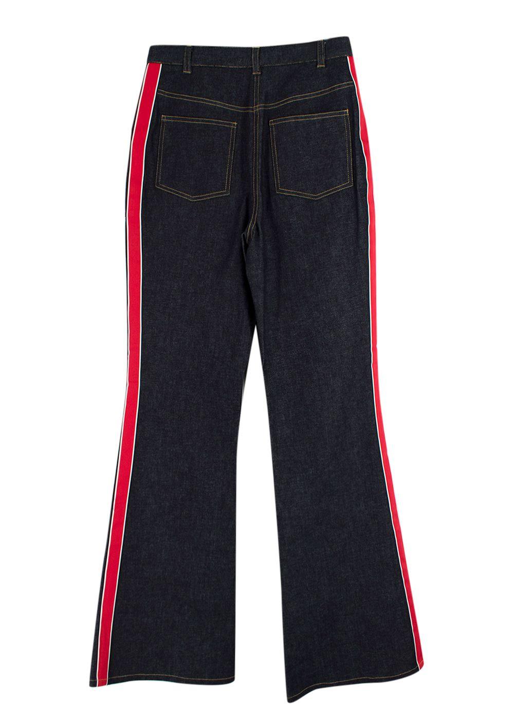 Diane von Furstenberg Red Side Panel Denim Jeans