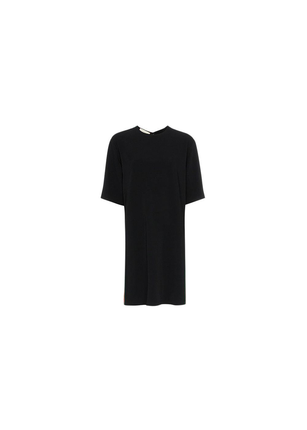 Black cotton jersey web stripe oversize T-shirt dress