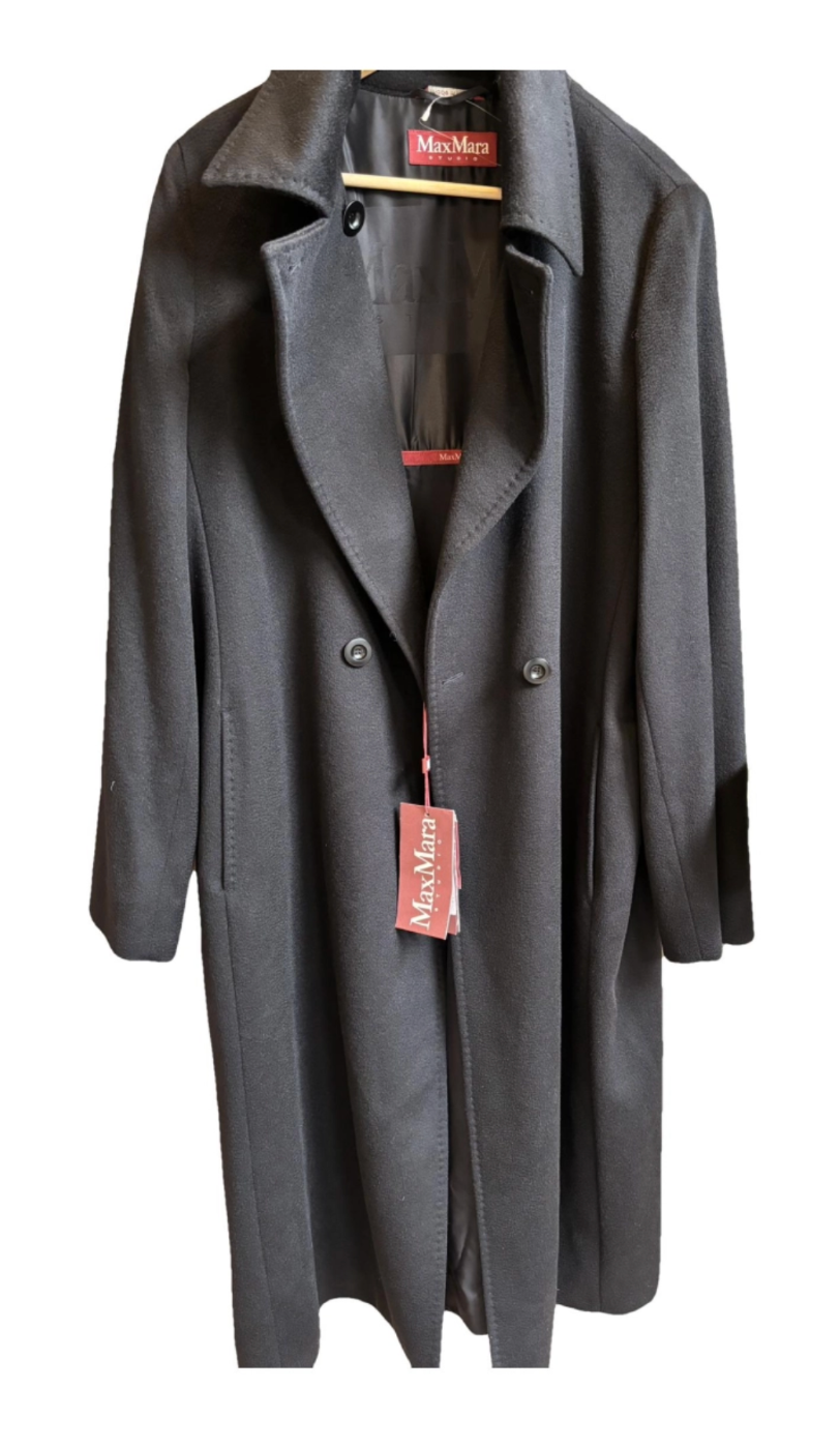 Black Wool Belted Coat