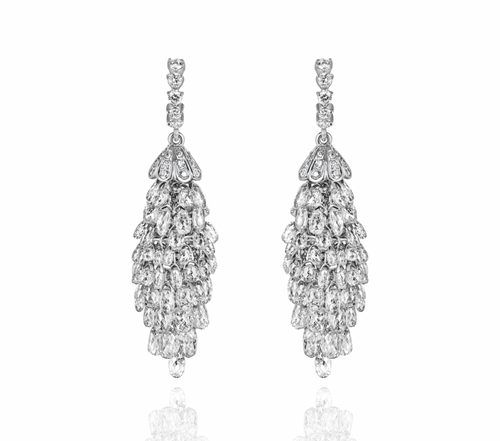 18ct white gold & white diamond Briolette chandelier earrings