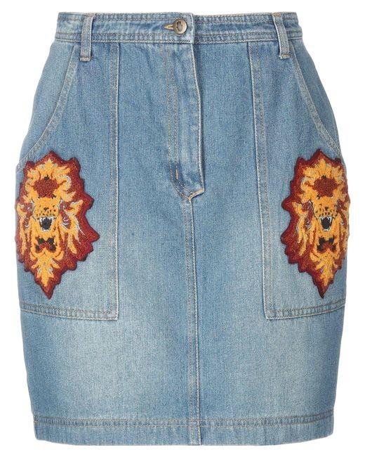 Manoush Denim Tiger Patch Skirt