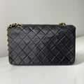 Vintage Black Leather Quilted Single Flap Bag