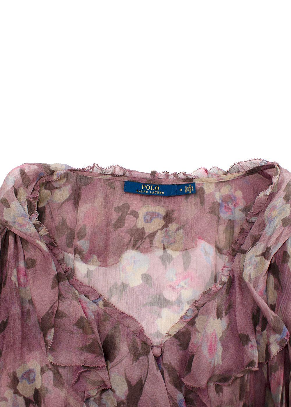 Polo Ralph Lauren Mauve Tulle Floral Midii Dress