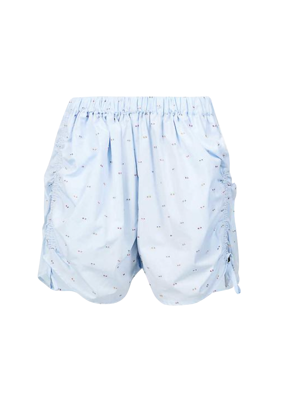 Embroidered High Rise Cotton Poplin Shorts