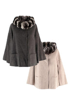 Shaky Loro Piana Brown Reversible Wool Jacket with Chinchilla Collar