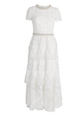 Self Portrait White Embellished Tulle Midi Dress