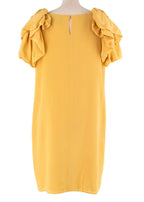 Valentino Yellow Ruched Shoulder Silk Dress