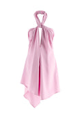 The Attico “Becky” Cutout Woven Mini Dress in Bubblegum Pink