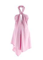 The Attico “Becky” Cutout Woven Mini Dress in Bubblegum Pink