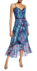 Marchesa Notte Floral Organza High Low Gown