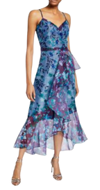 Marchesa Notte Floral Organza High Low Gown