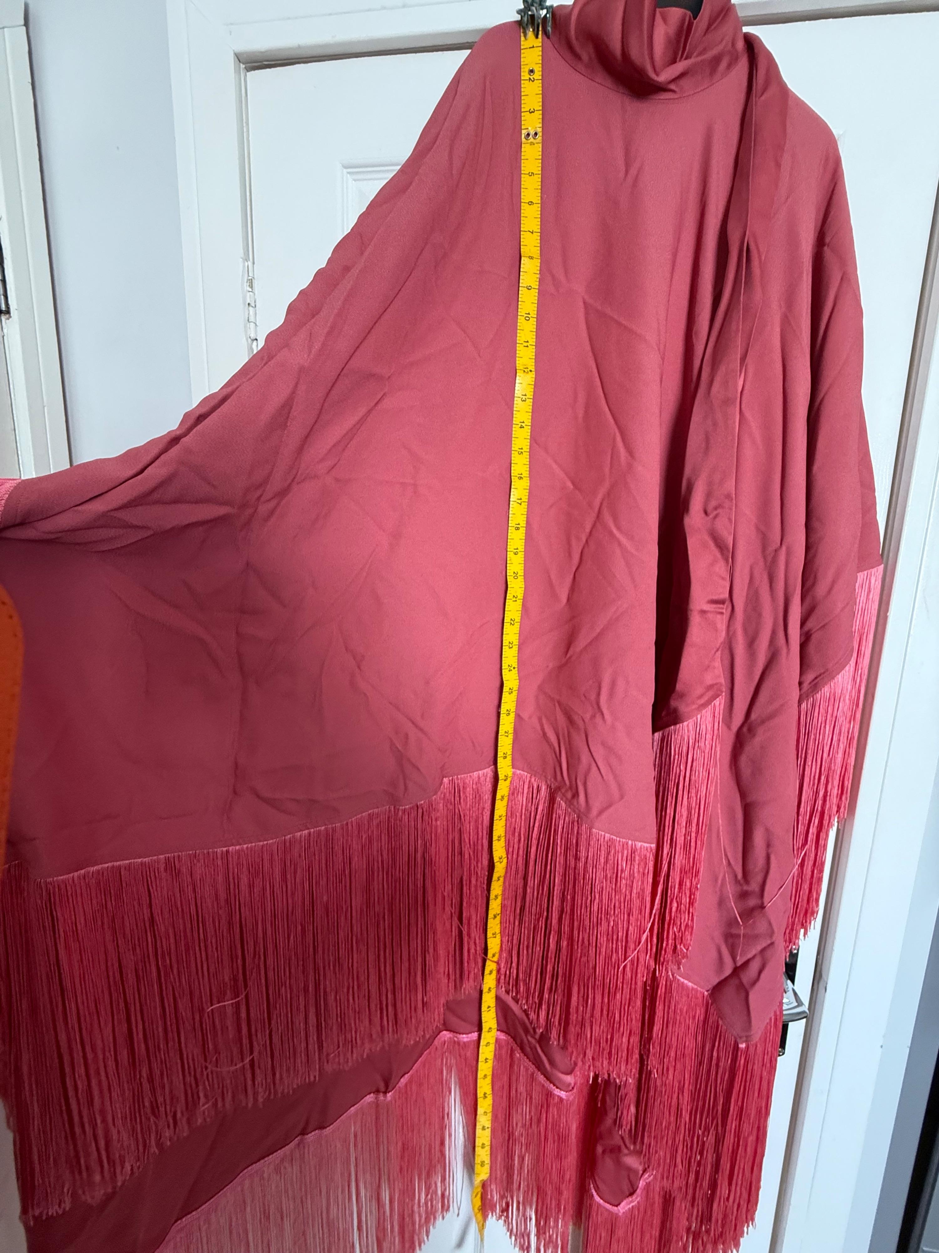 Pink Crepe Fringed Dress