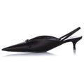Black Satin 40mm Knife Slingback Mules