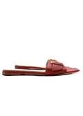 Gianvito Rossi Brick Red Buckle Detail Leather Slides
