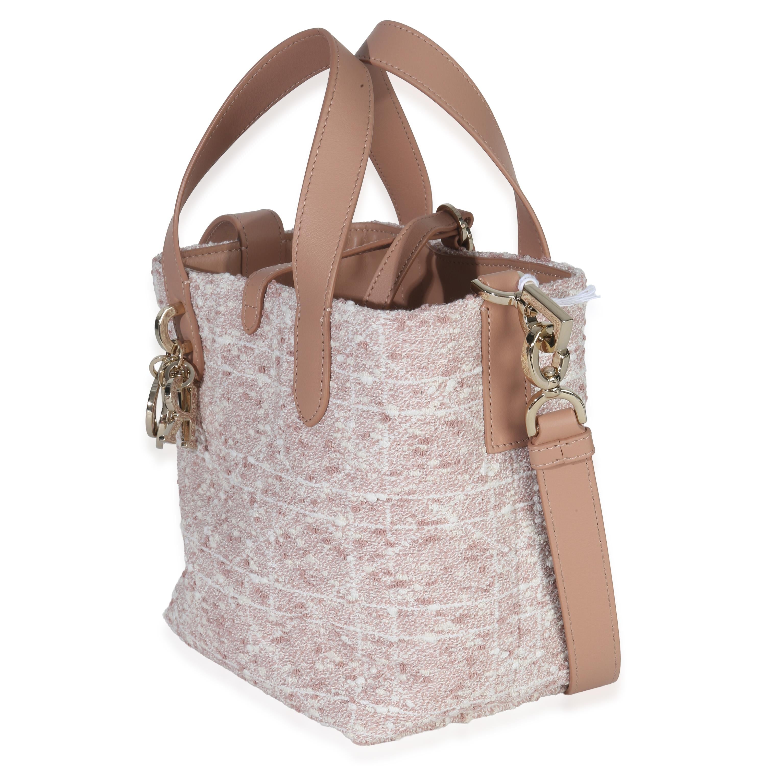 Christian Dior Pink Rose Des Vents Tweed Small Toujours Vertical Tote