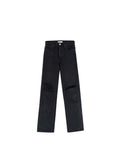 Black Distressed Straight Leg Jeans