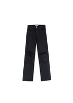 Black Distressed Straight Leg Jeans