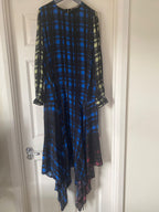 Asymmetrical Hem Tartan Print Dress