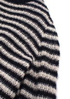 Dior Black Striped Alpaca Blend Jumper with Gold Button Detail