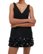 Self Portrait Sequin Embellished Black Mini Dress