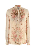 Celine Floral Print Sheer Silk Blouse