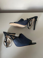 Flora Leather-trimmed Denim Sandals