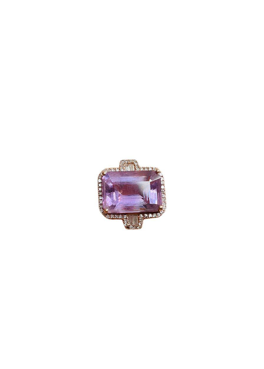Diamond & Morganite 14kt Rose Gold Cocktail Ring - Size 7.5