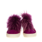 Mesh Raccoon Fur Trim Sneakers