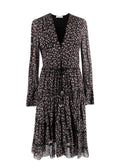 Altuzarra black floral long sleeved tiered dress