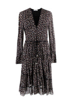 Altuzarra black floral long sleeved tiered dress